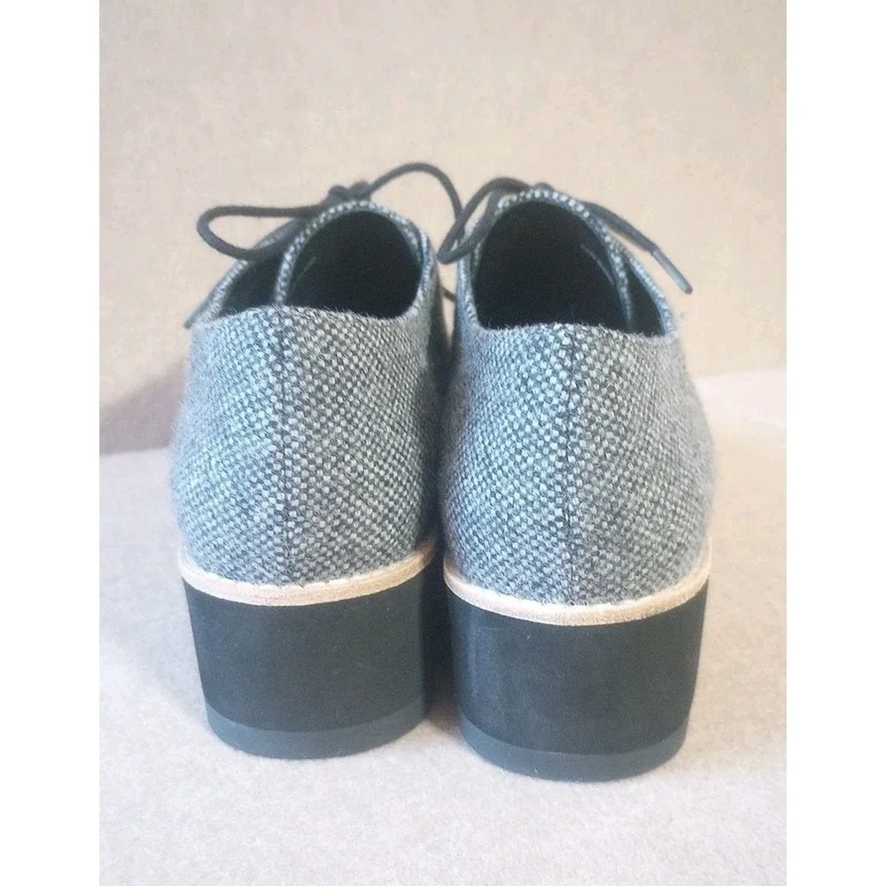 EILEEN FISHER Women's EDDY Platform Shoes Sz‎ 7 Gray Tweed Herringbone Preppy